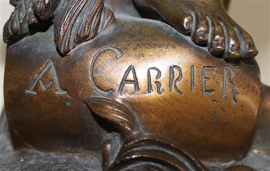 Albert-Ernest Carrier-Belleuse (1824-1887). A pair of bronze figures representing Summer and Winter, 16.5in.